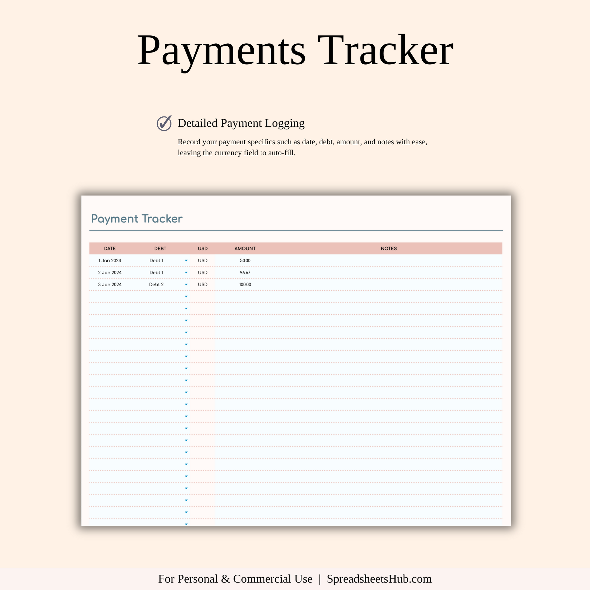 PLR - Debt Snowball Calculator Spreadsheet Template Keyzai