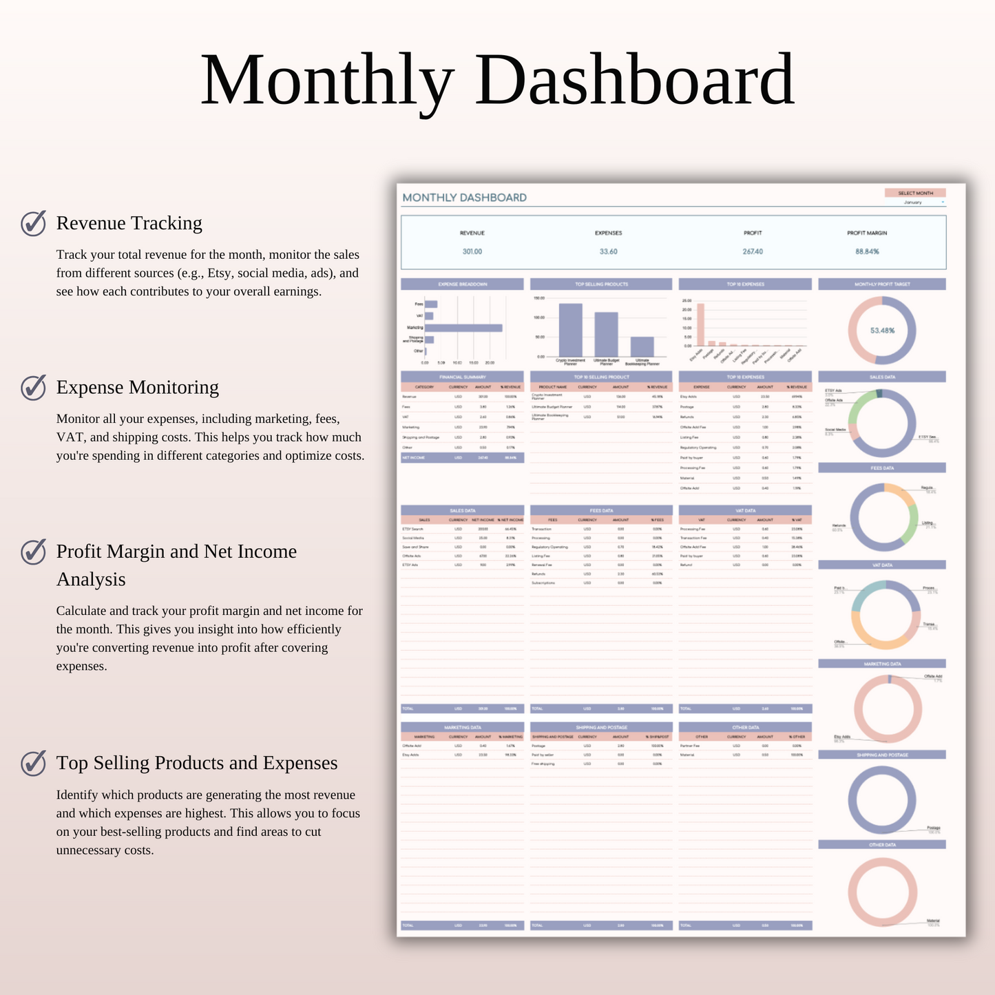 Etsy Seller Spreadsheet Template in Excel & Google Sheets Keyzai
