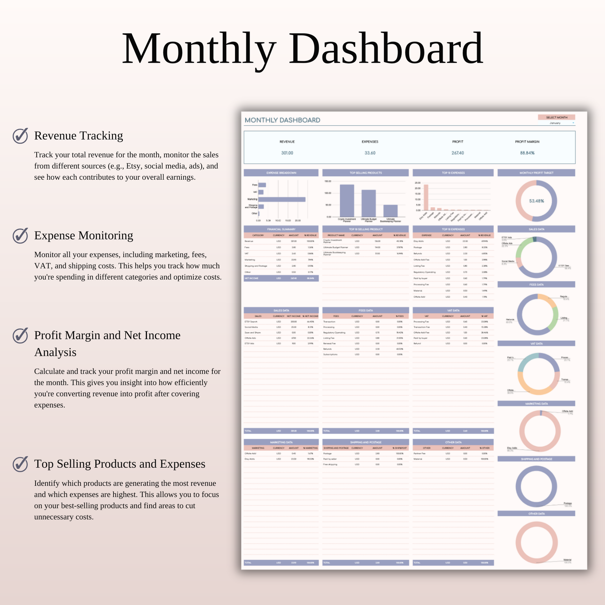 Etsy Seller Spreadsheet Template in Excel & Google Sheets Keyzai