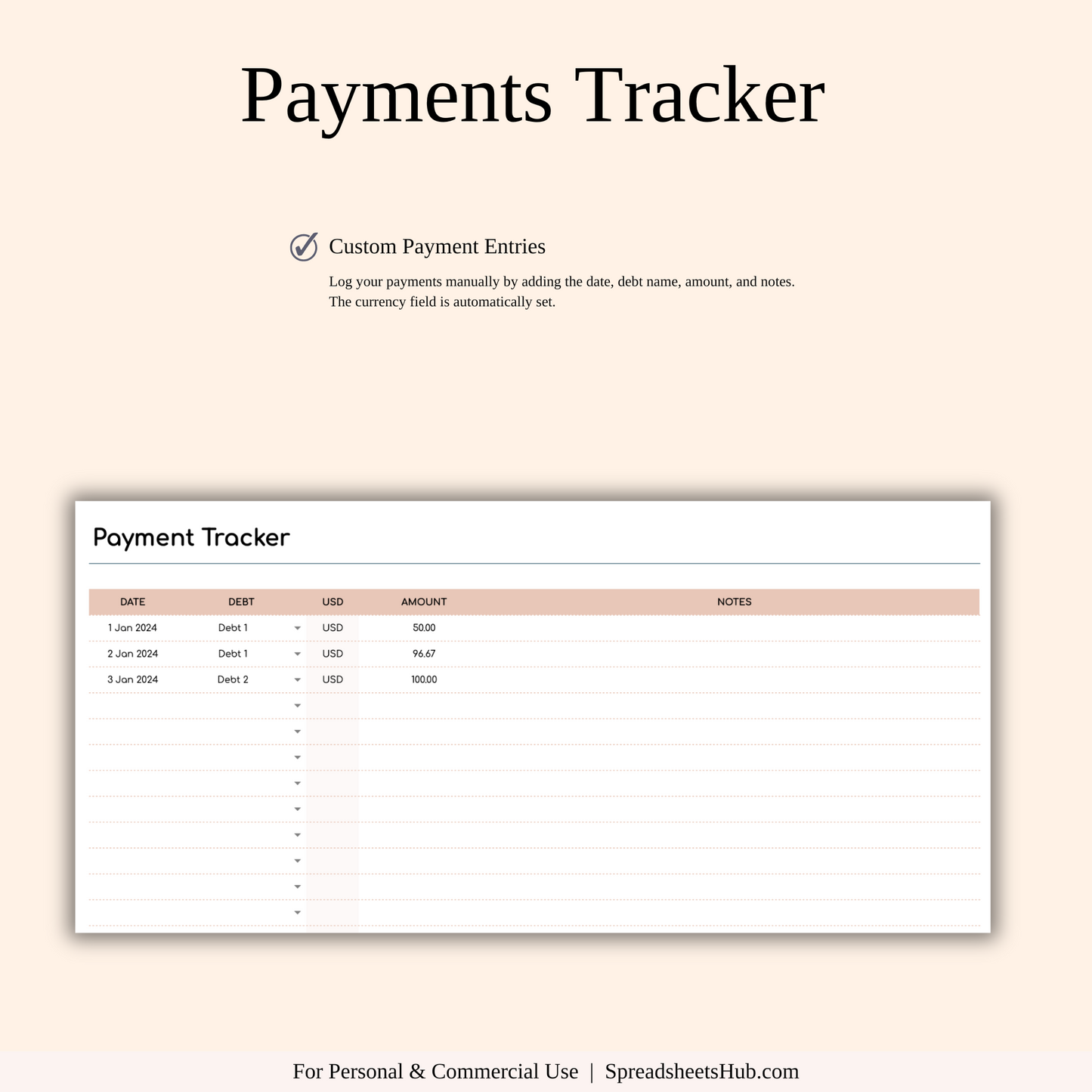 PLR - Debt Snowball Method Payoff Template (Elegant Mode) Keyzai