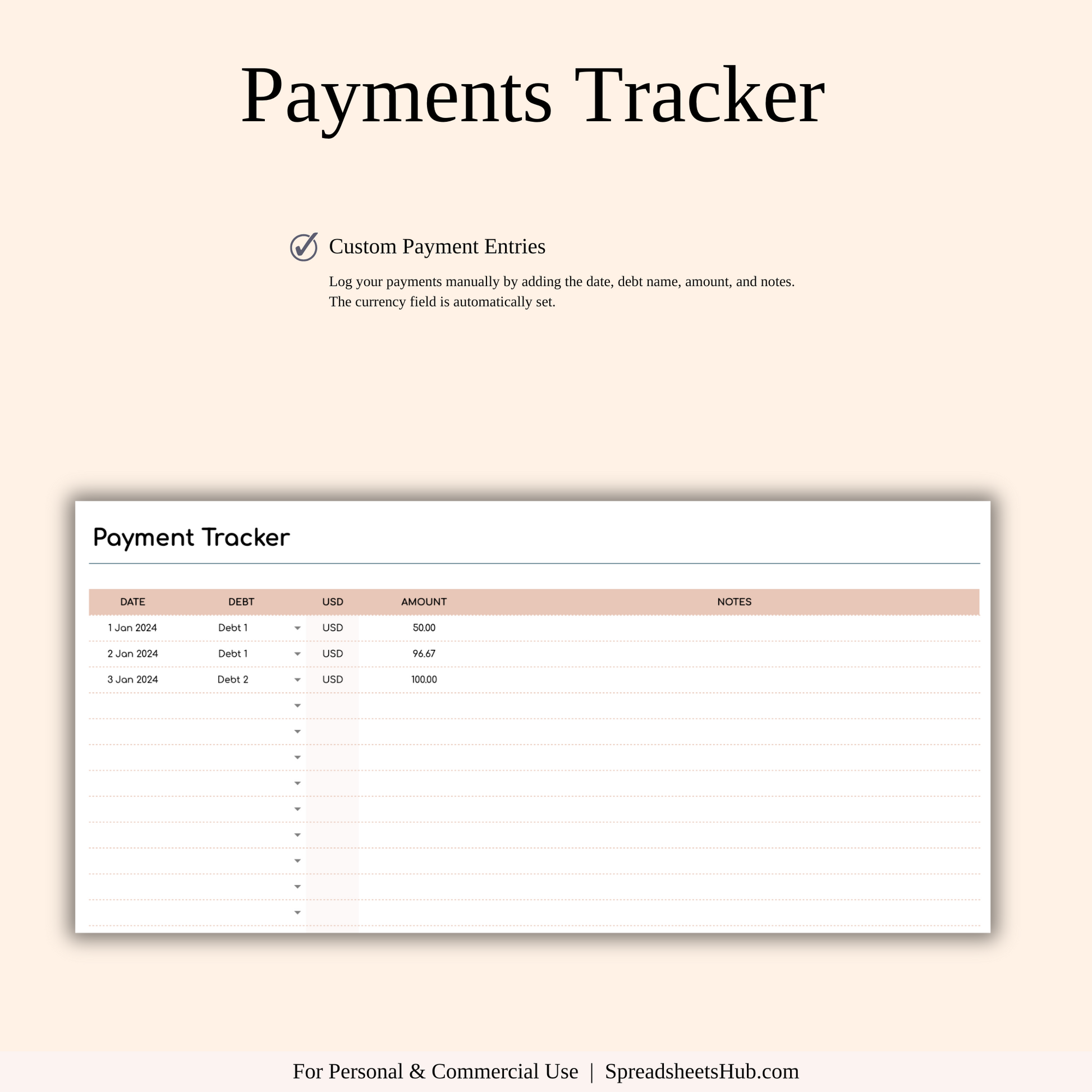 PLR - Debt Snowball Method Payoff Template (Elegant Mode) Keyzai