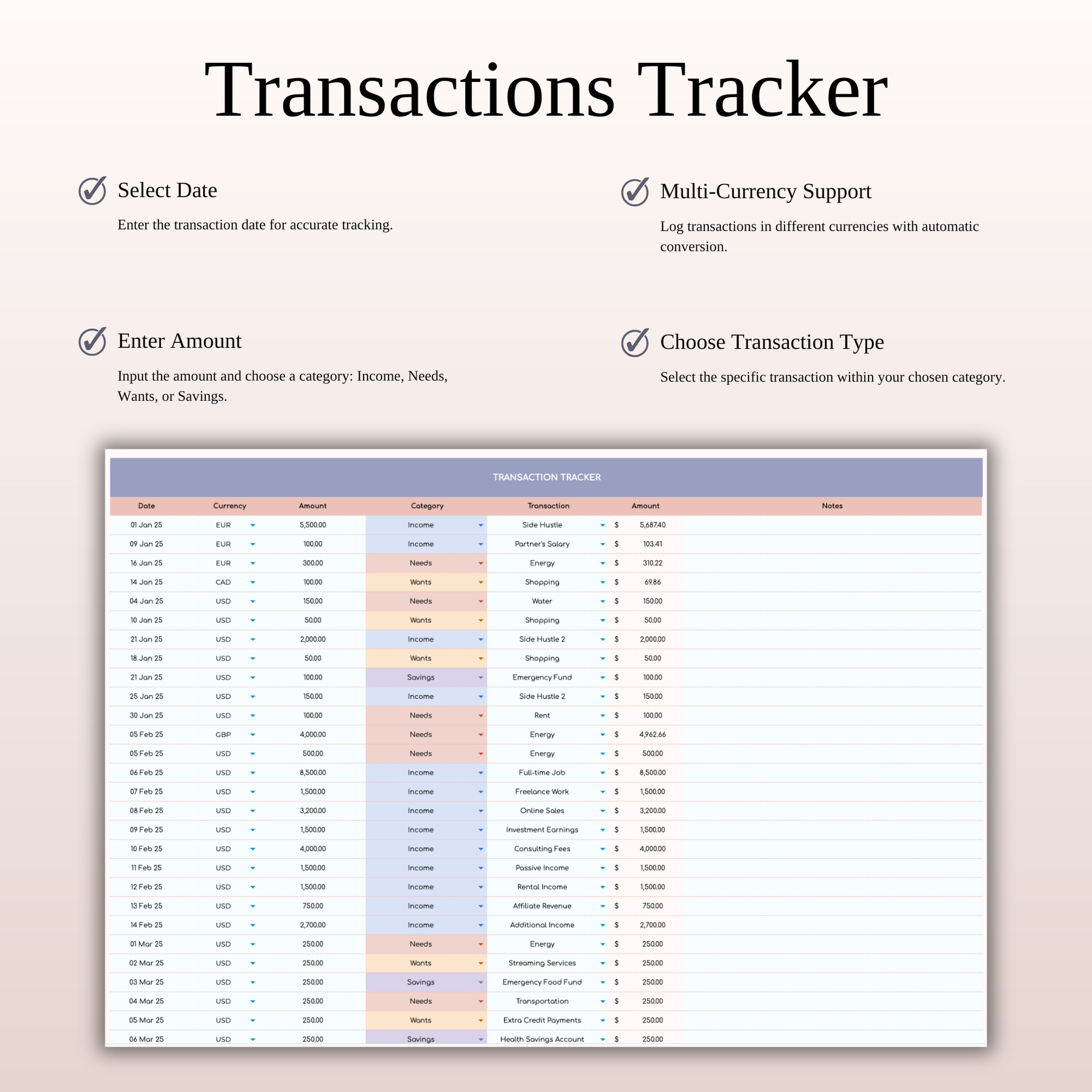 50/30/20 Budget Spreadsheet Template | Excel & Google Sheets Keyzai