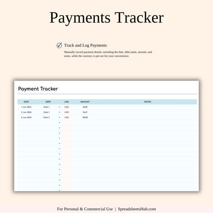 PLR - Debt Snowball Tracker Template (Rainbow Theme) Keyzai
