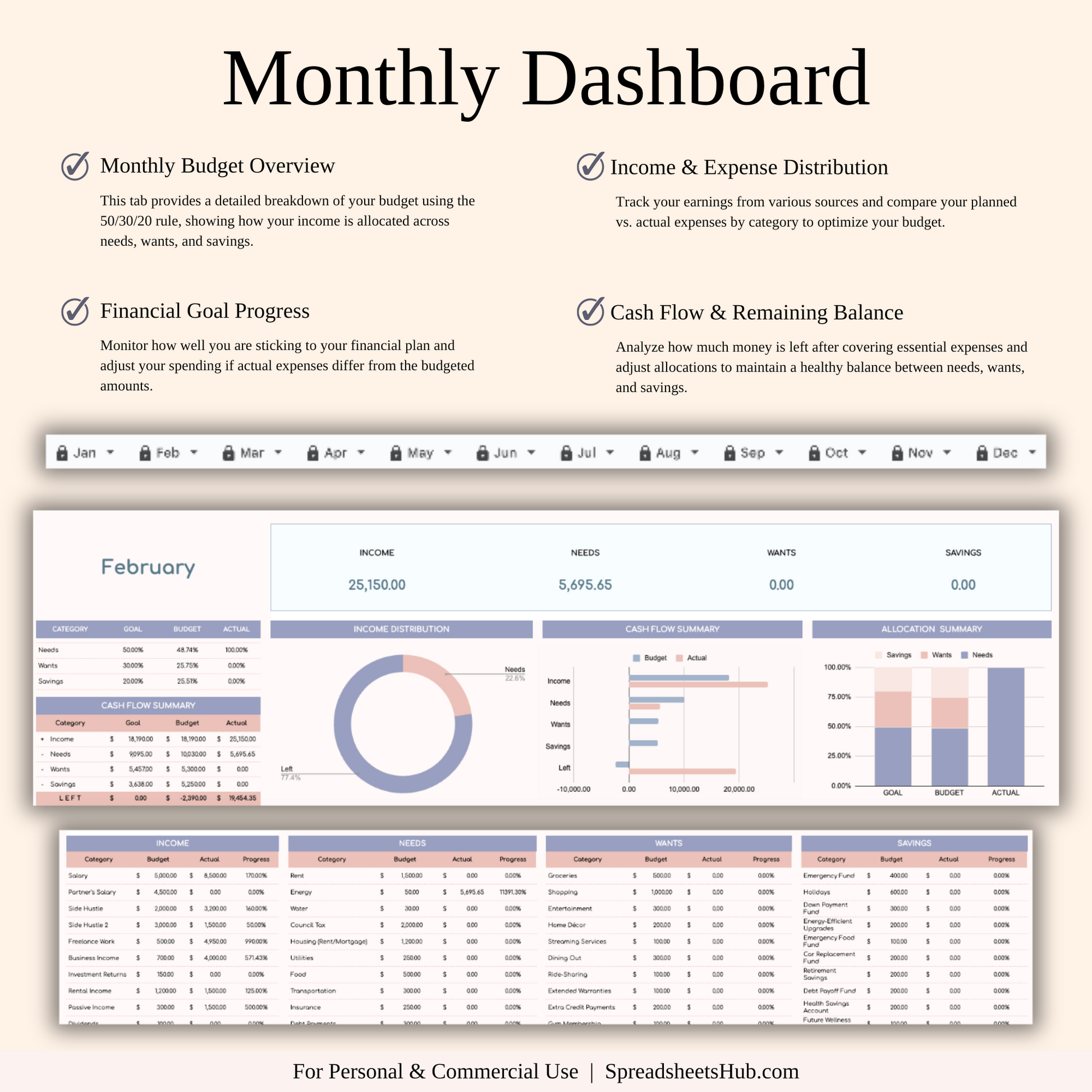 PLR - Annual 50/30/20 Budget Spreadsheet Template Keyzai