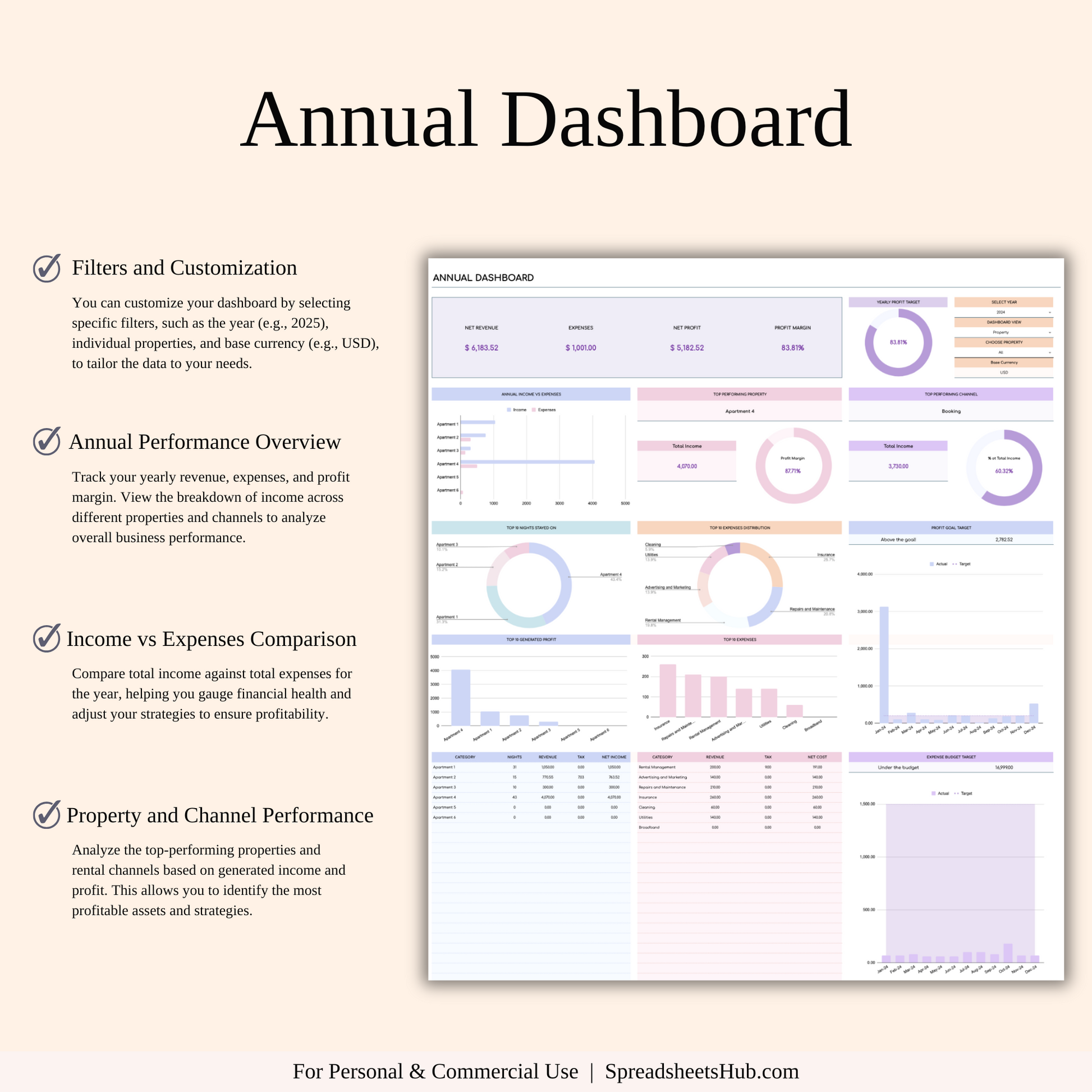 PLR - Airbnb Property Management Tracker (Rainbow Theme) Keyzai