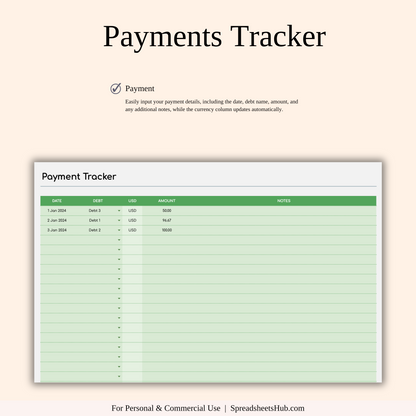 PLR - Debt Snowball Calculator Template (Green Theme) Keyzai
