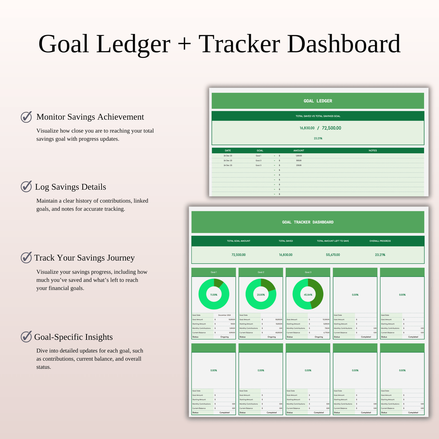 Simple Budget Planner, Personal Finance Tracker (Green Theme) Keyzai