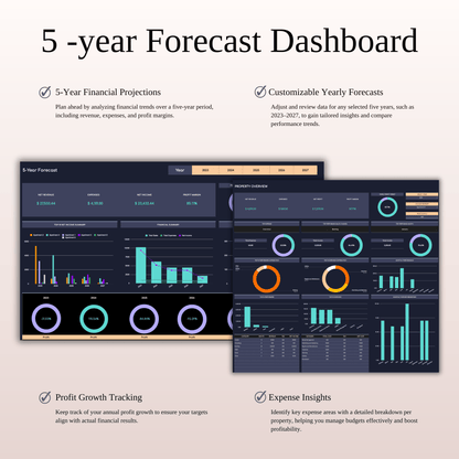 Rental Property Accounting & Bookkeeping Spreadsheet (Dark Theme) Keyzai