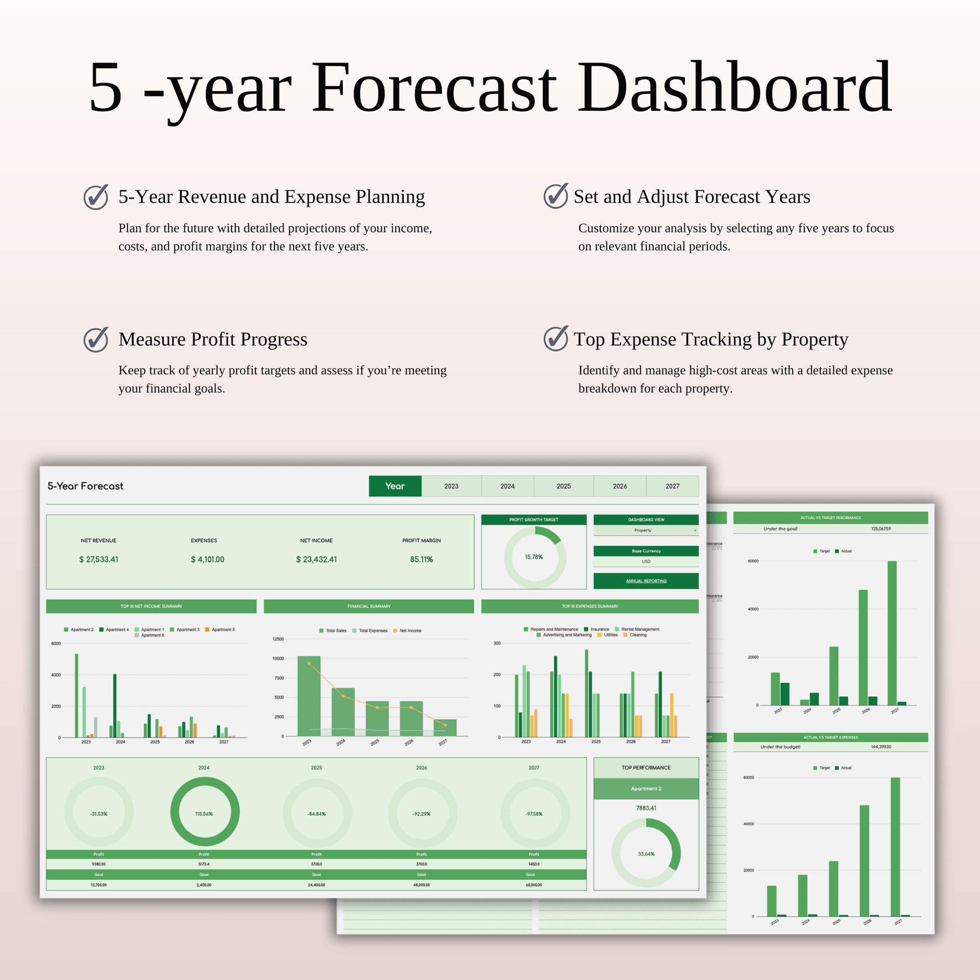 Zillow Property Management | Income & Expense Tracker (Green Theme) Keyzai