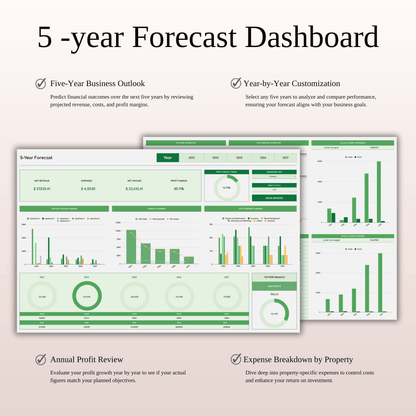 Rental Property Bookkeeping Tracker | Excel & Google Sheets Template (Green Theme) Keyzai
