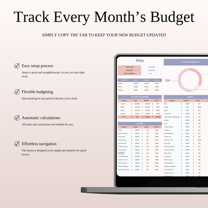 55/25/20 Budget Spreadsheet Template | Excel & Google Sheets Keyzai