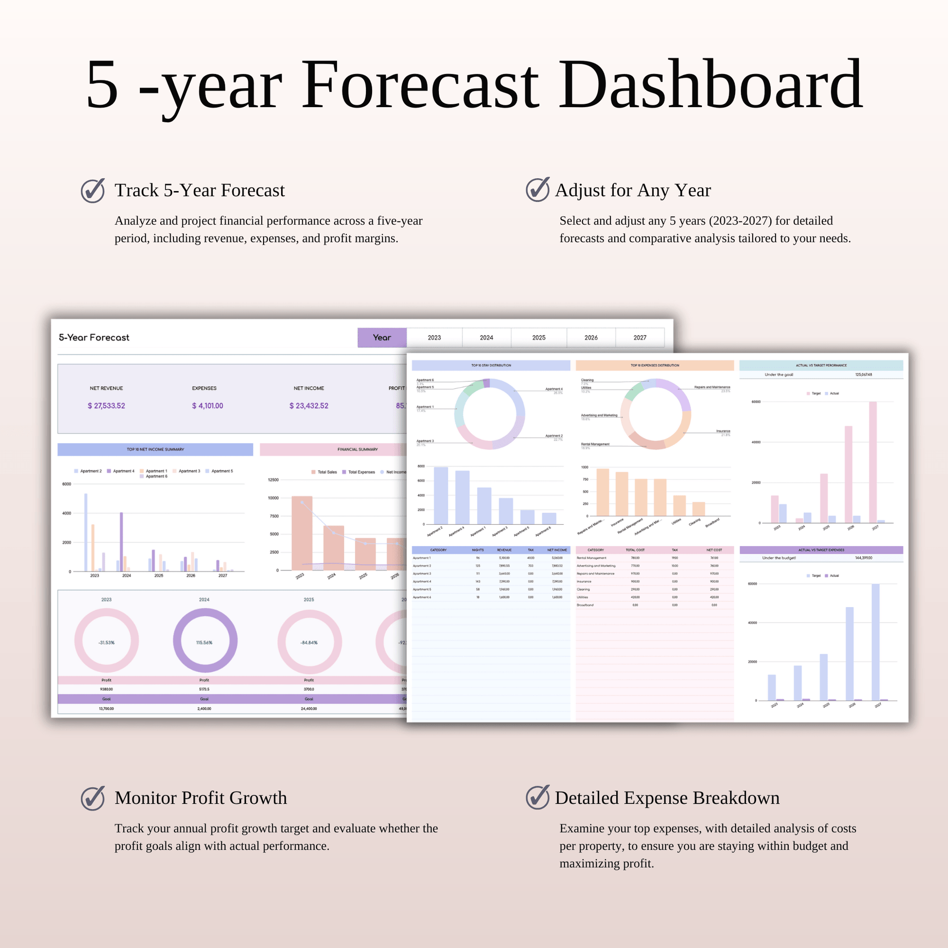 Airbnb Property Management Tracker (Rainbow Theme) Keyzai