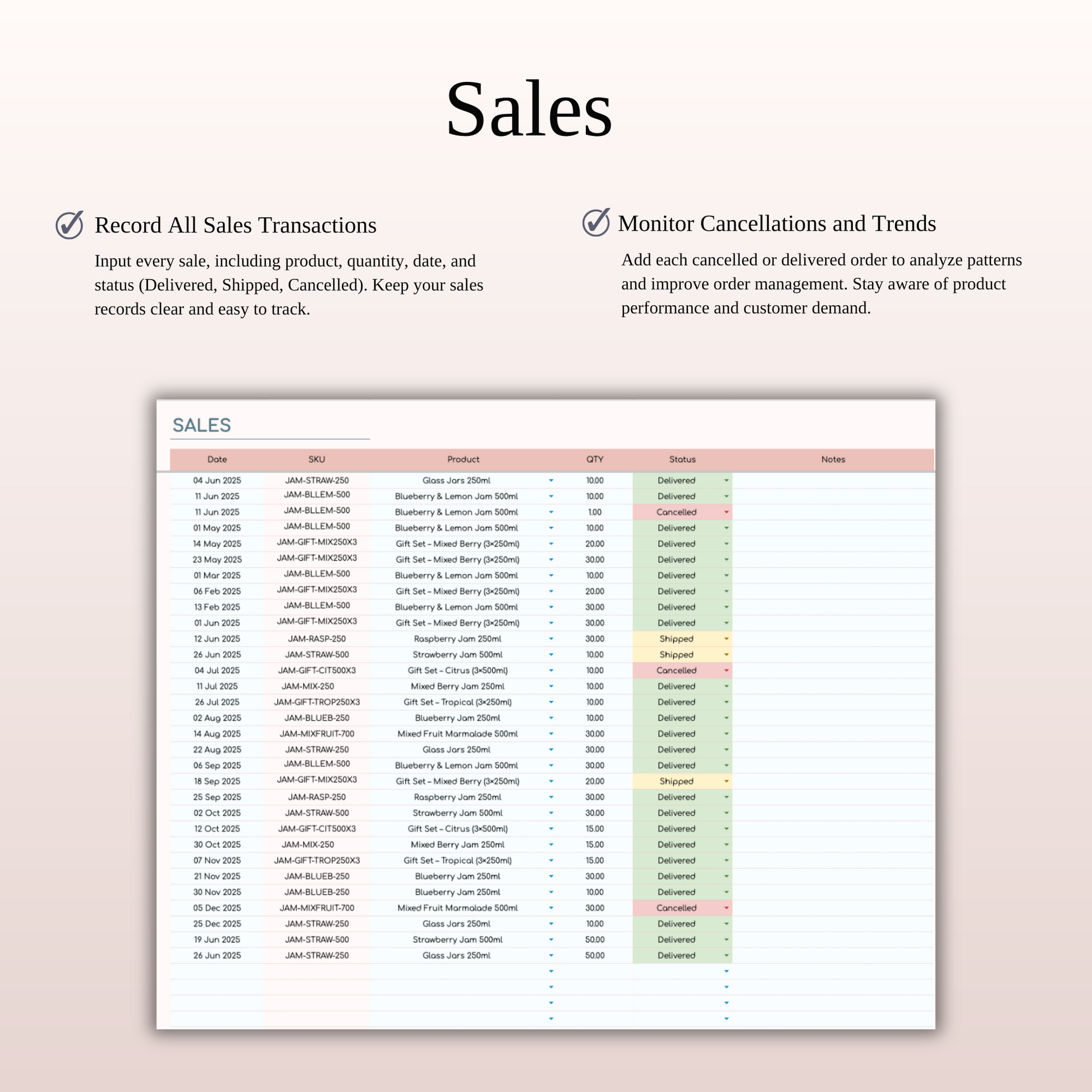 Inventory Tracker Spreadsheet Template for Google Sheets & Excel Keyzai