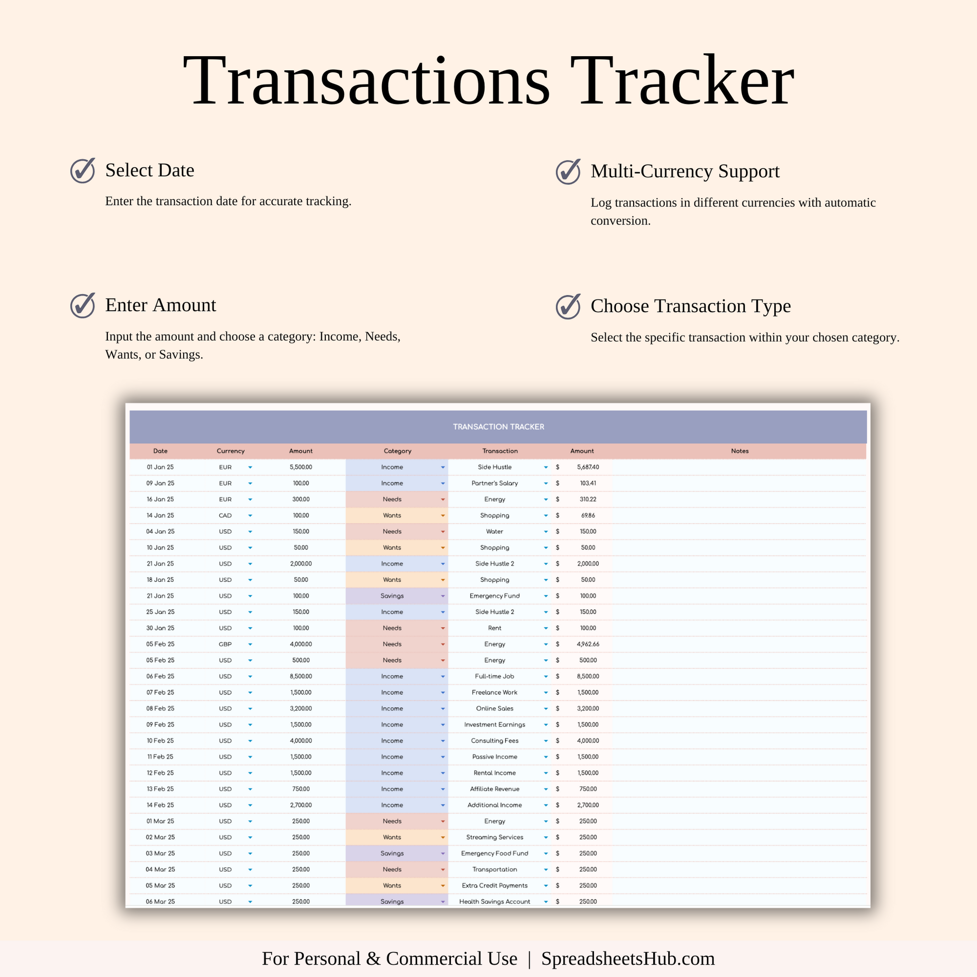 PLR - 50/30/20 Budget Spreadsheet Template Keyzai