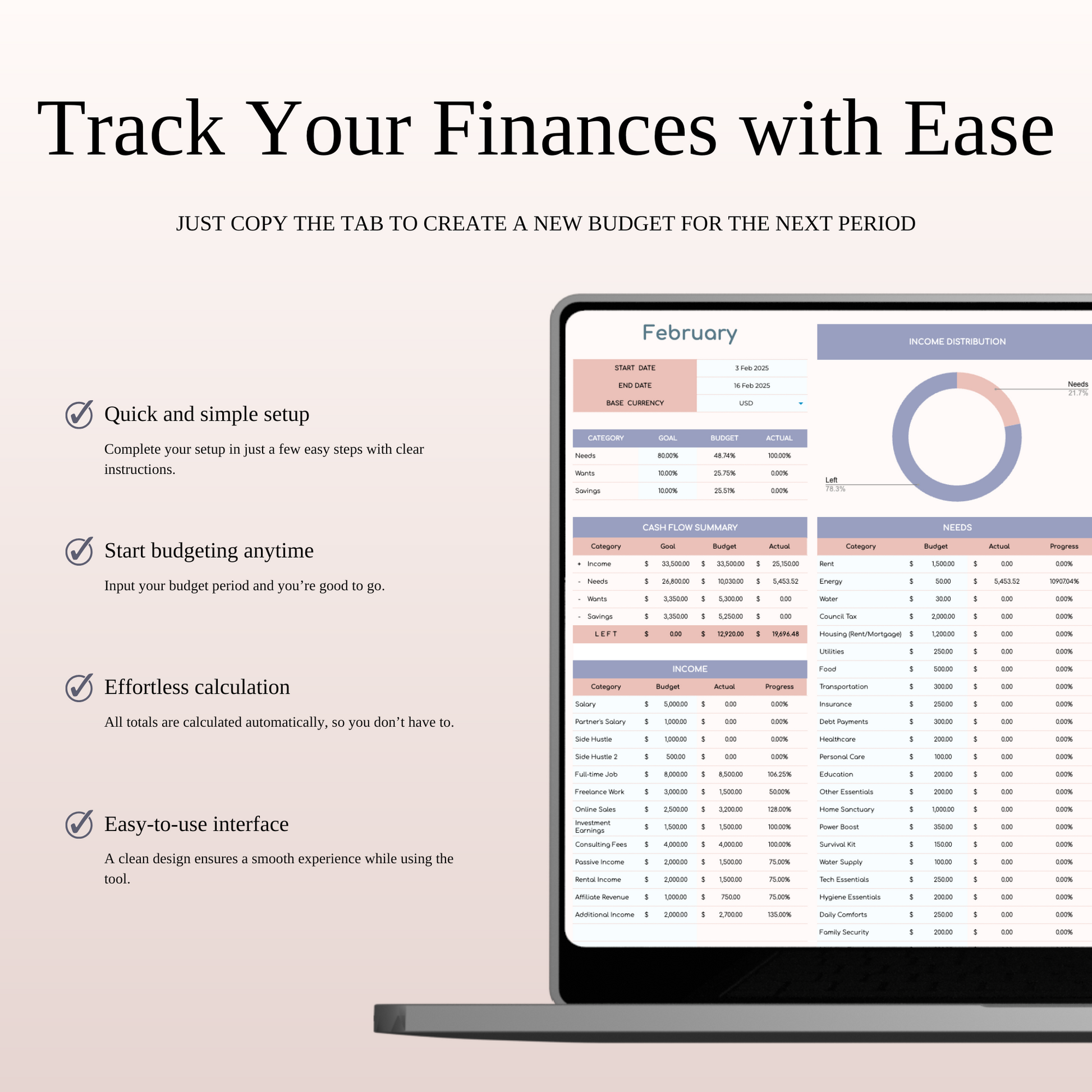 80/10/10 Budget Spreadsheet Template | Excel & Google Sheets Keyzai