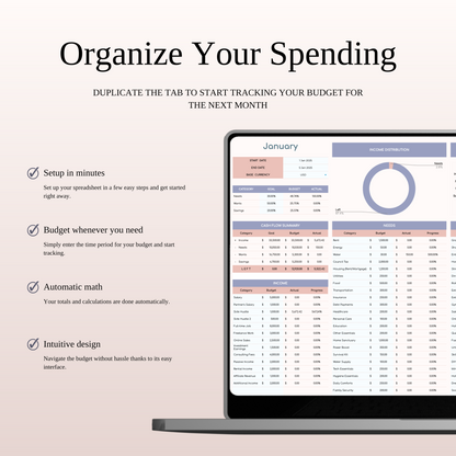 30/50/20 Budget Spreadsheet Template | Excel & Google Sheets Keyzai