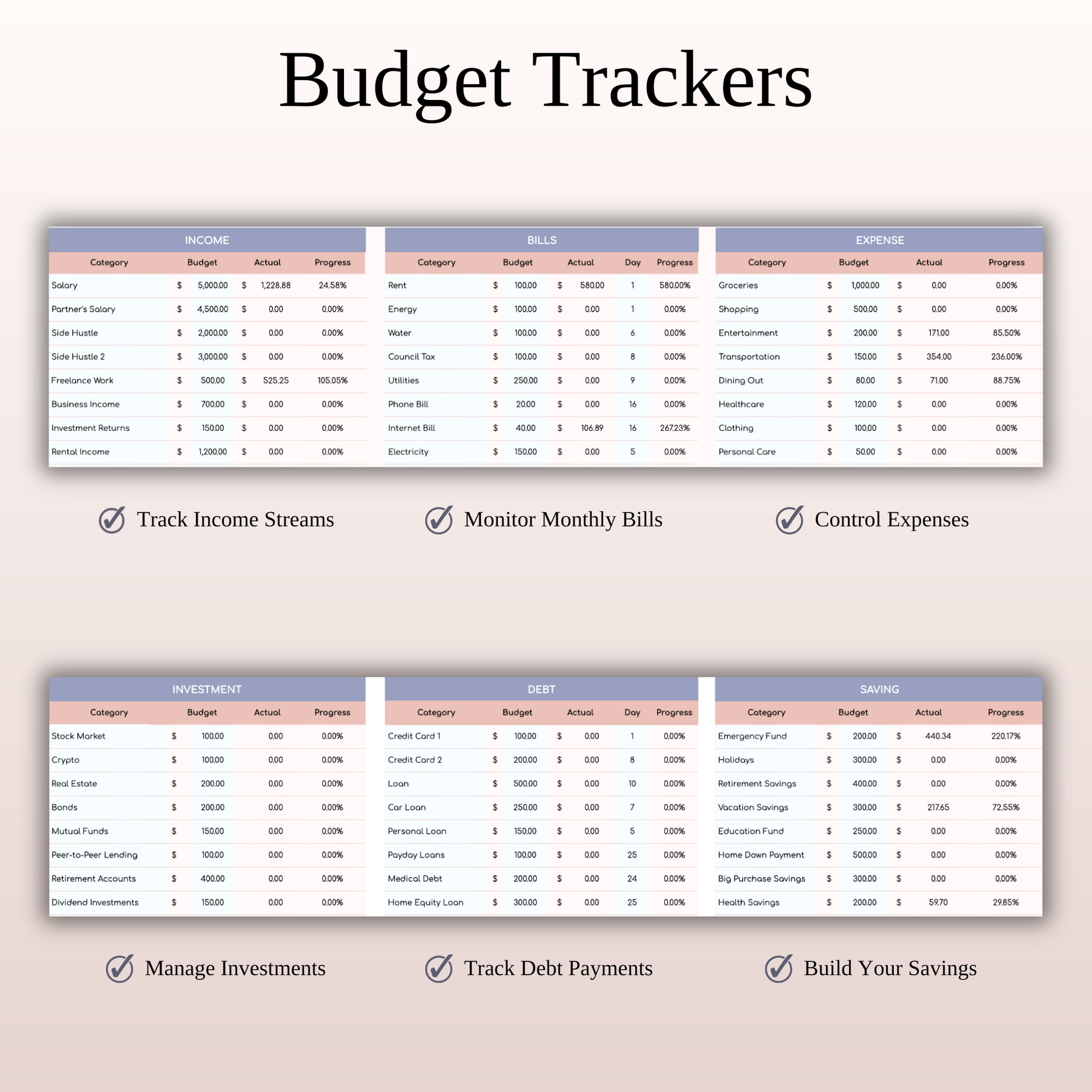 Ultimate Monthly Budget Spreadsheet Template Excel & Google Sheets Keyzai