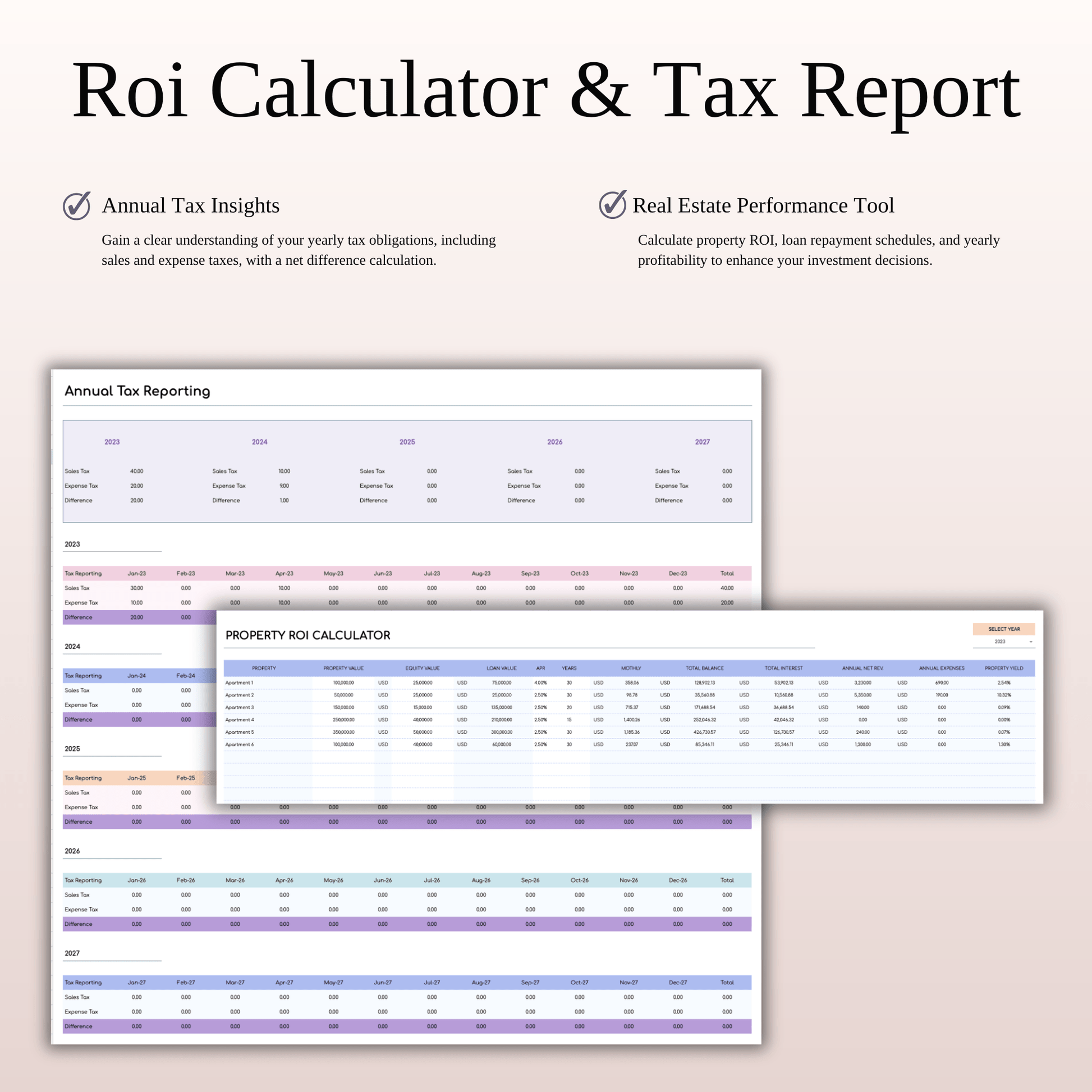 Rental Property Management Spreadsheet (Rainbow Theme) Keyzai