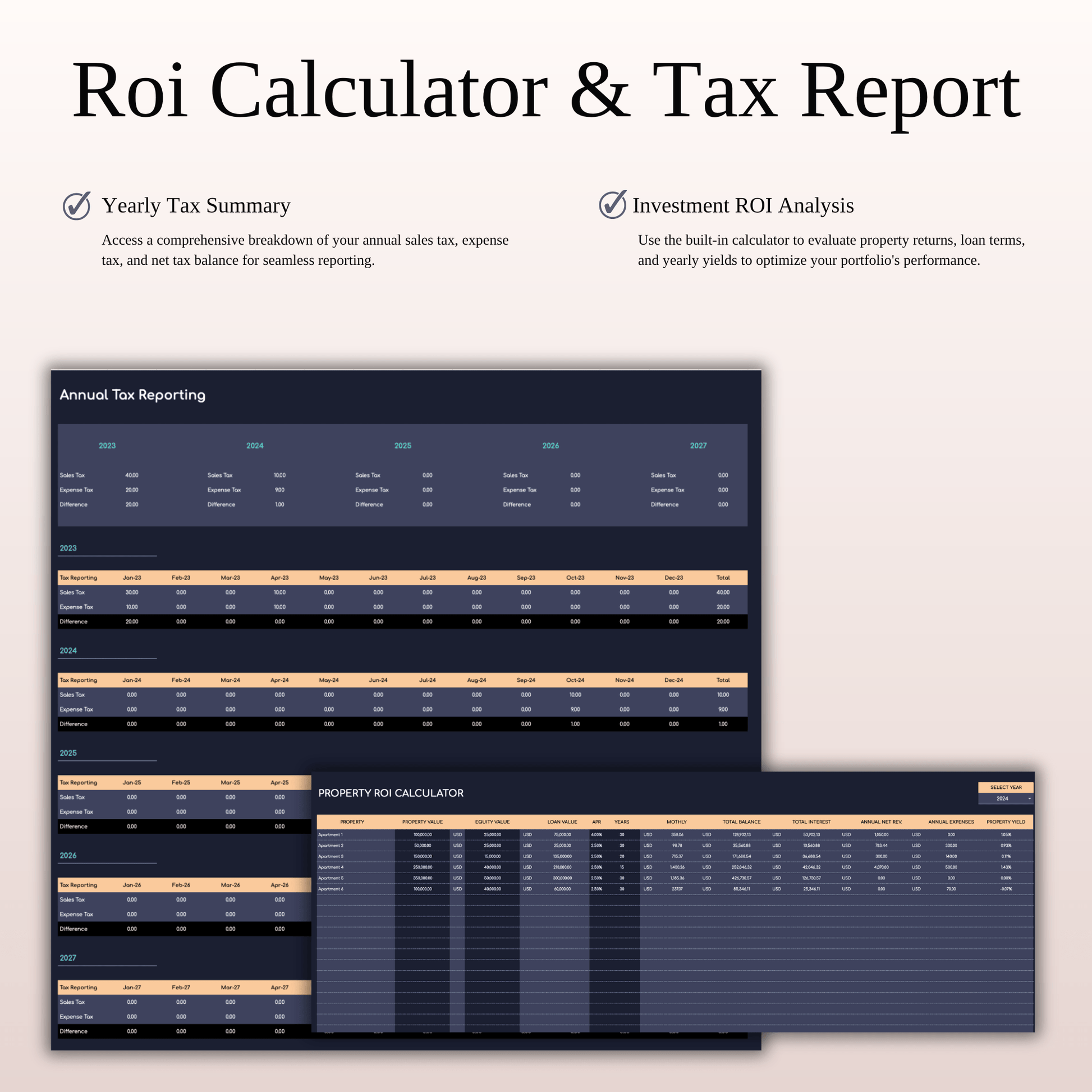 Rental Property Accounting & Bookkeeping Spreadsheet (Dark Theme) Keyzai
