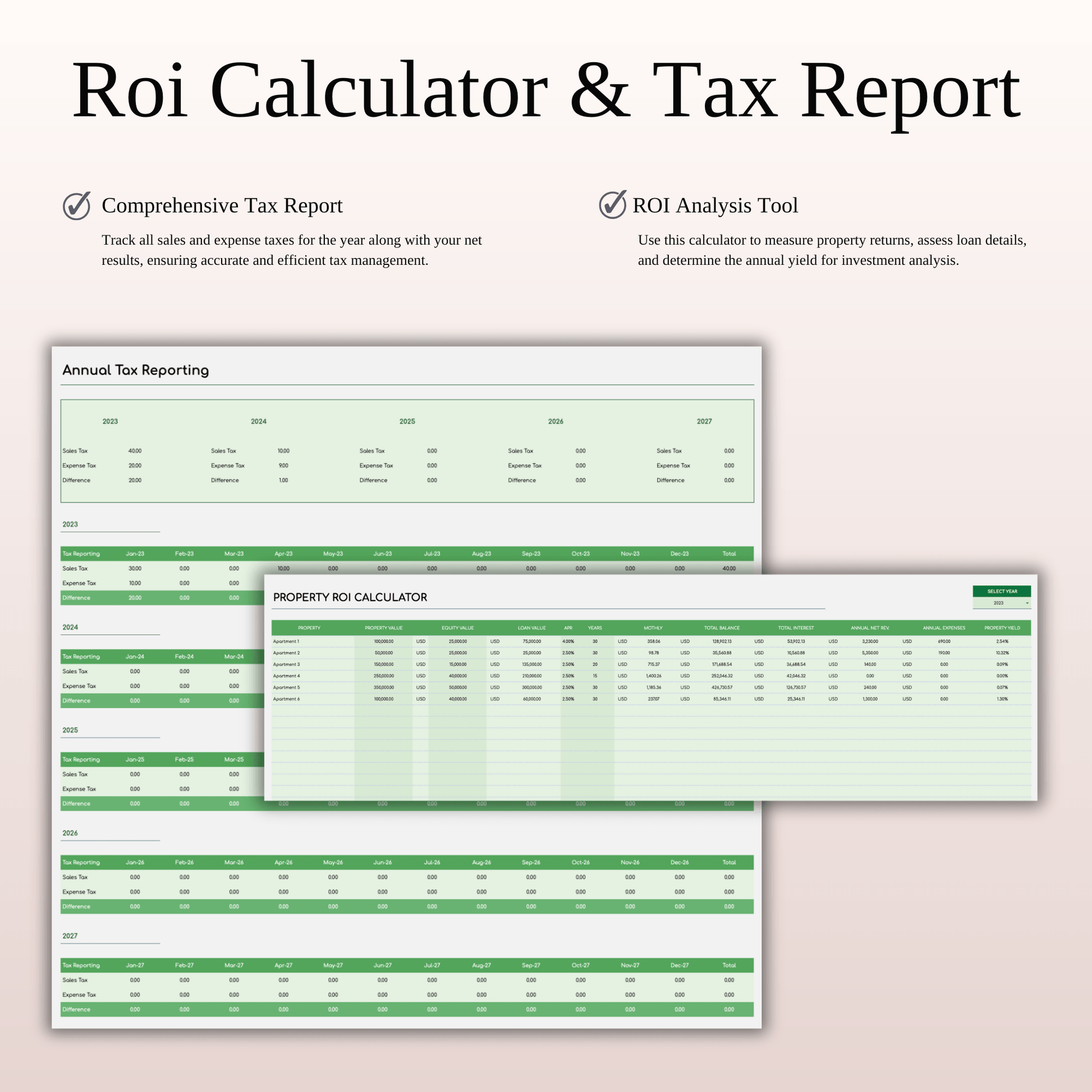 Zillow Property Management | Income & Expense Tracker (Green Theme) Keyzai