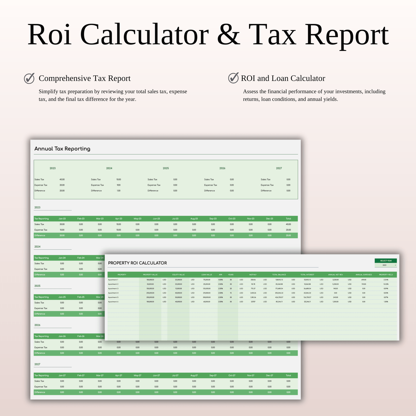 Rental Property Bookkeeping Tracker | Excel & Google Sheets Template (Green Theme) Keyzai