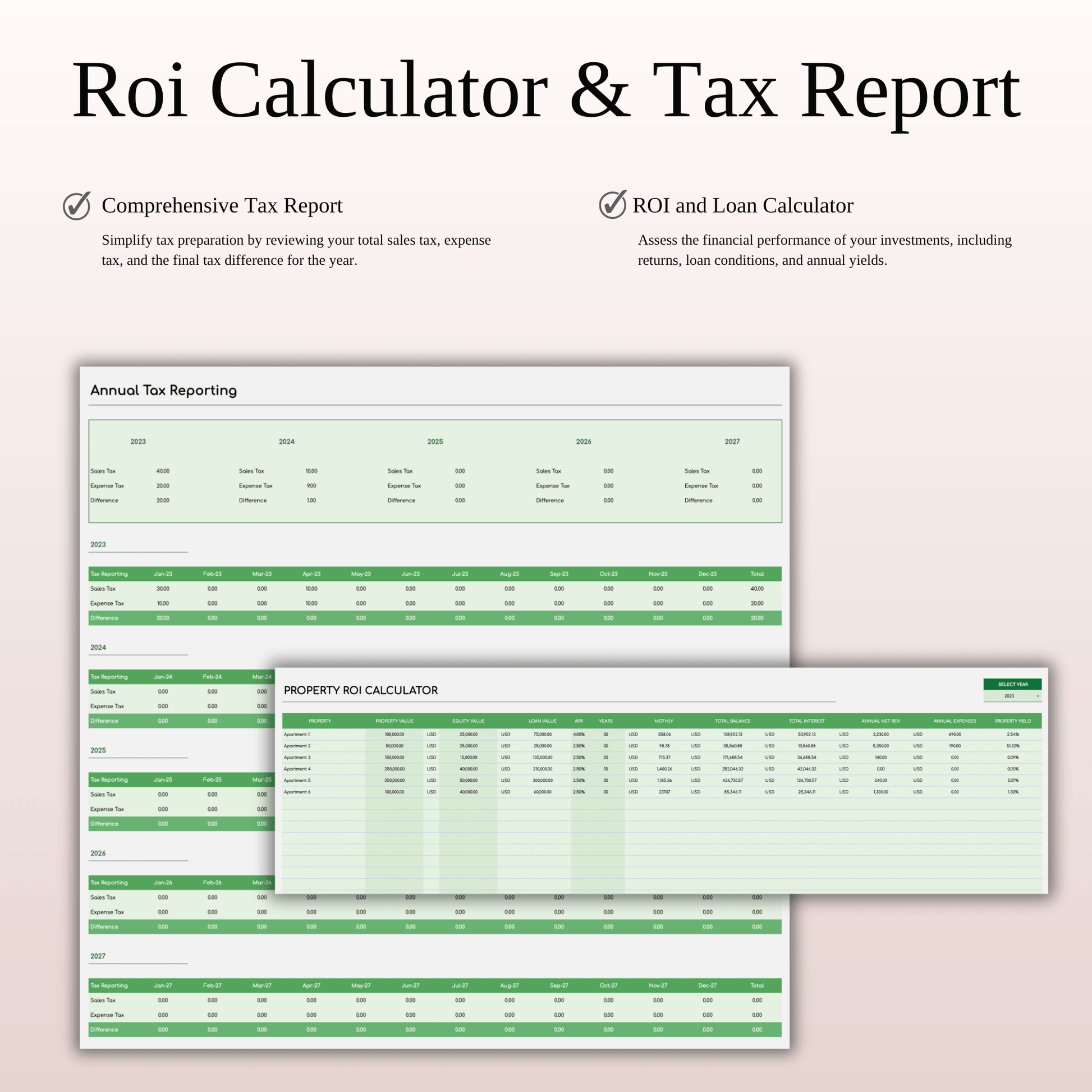 Rental Property Bookkeeping Tracker | Excel & Google Sheets Template (Green Theme) Keyzai