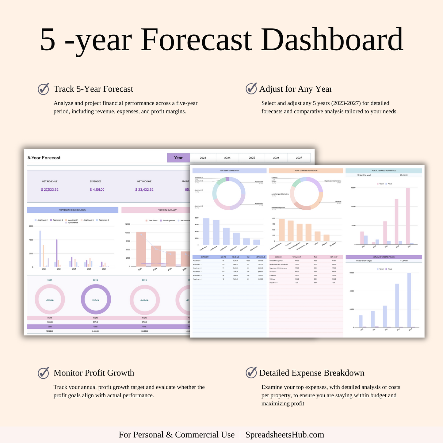 PLR - Airbnb Property Management Tracker (Rainbow Theme) Keyzai