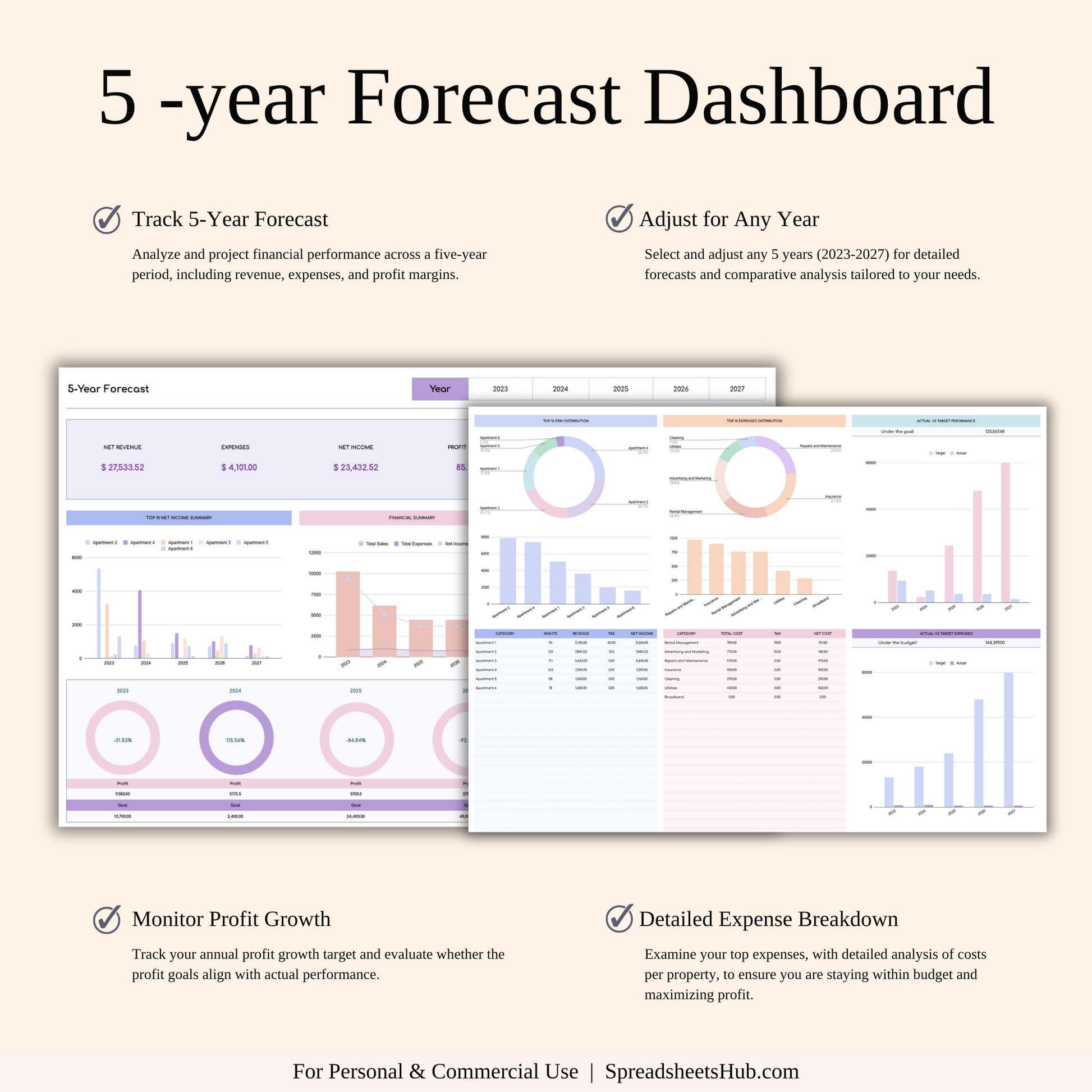 PLR - Airbnb Property Management Tracker (Rainbow Theme) Keyzai