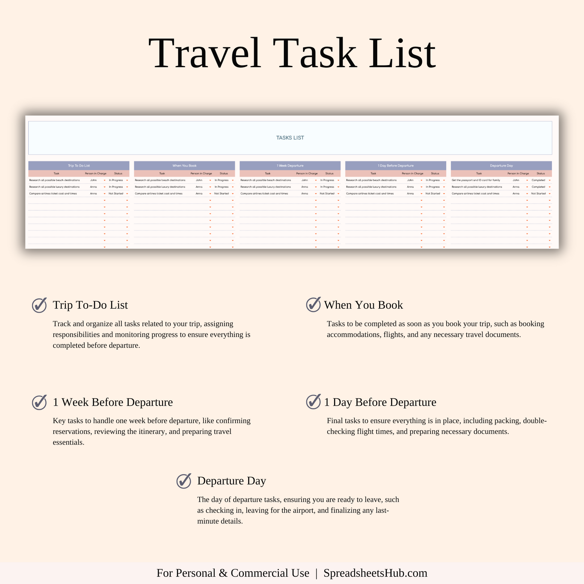 PLR - Ultimate Travel Planner Spreadsheet Template Keyzai