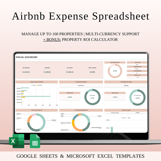 Airbnb Spreadsheet Template | Excel & Google Sheets (Elegant Theme) Keyzai