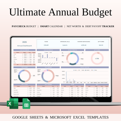 Annual Budget Spreadsheet Template in Excel & Google Sheets Keyzai