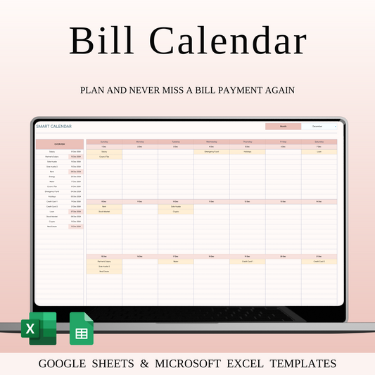 Bill Calendar Tracker Template for Excel & Google Sheets