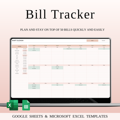 Bill Tracker Calendar Template Excel & Google Sheets (Elegant Theme) Keyzai