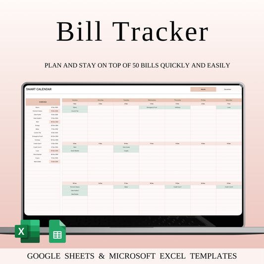 Bill Tracker Calendar Template Excel & Google Sheets (Elegant Theme) Keyzai
