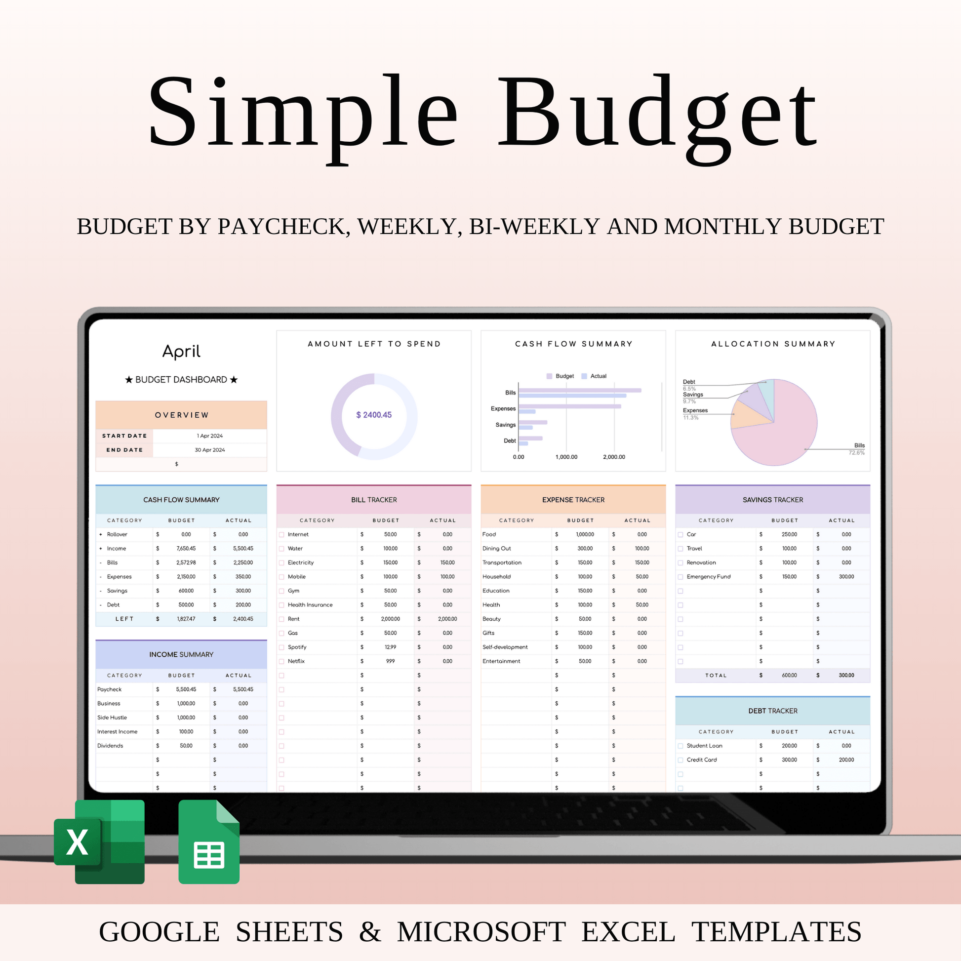 Ultimate Personal Finance Tracker Template (Rainbow Theme) Keyzai