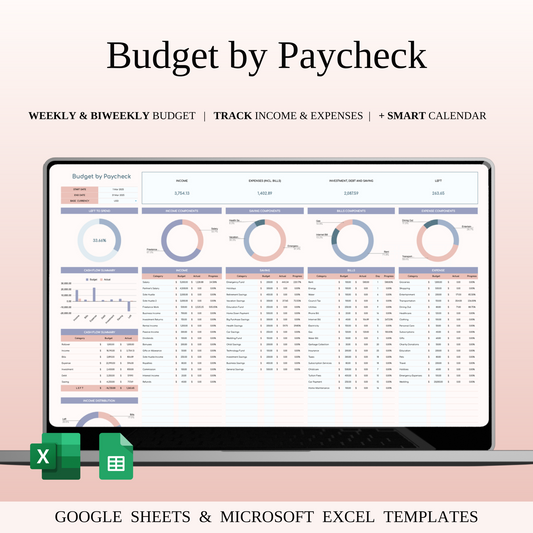 Budget by Paycheck Spreadsheet Template for Excel and Google Sheets Keyzai
