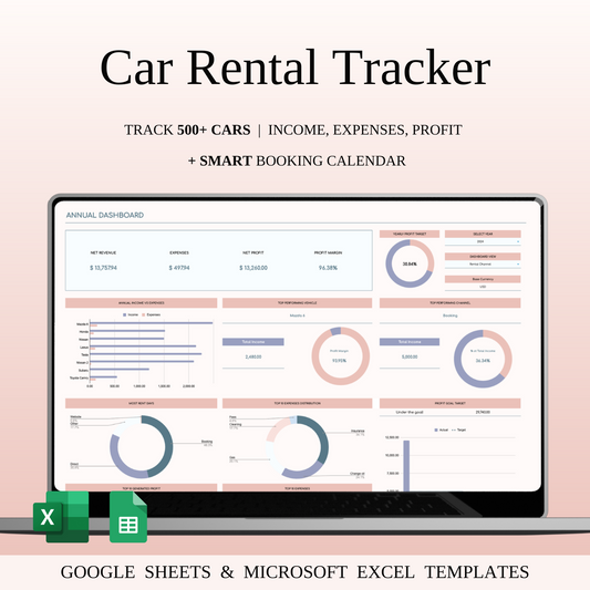 Car Rental Management & Booking Tracker, Excel & Google Sheets Template Keyzai