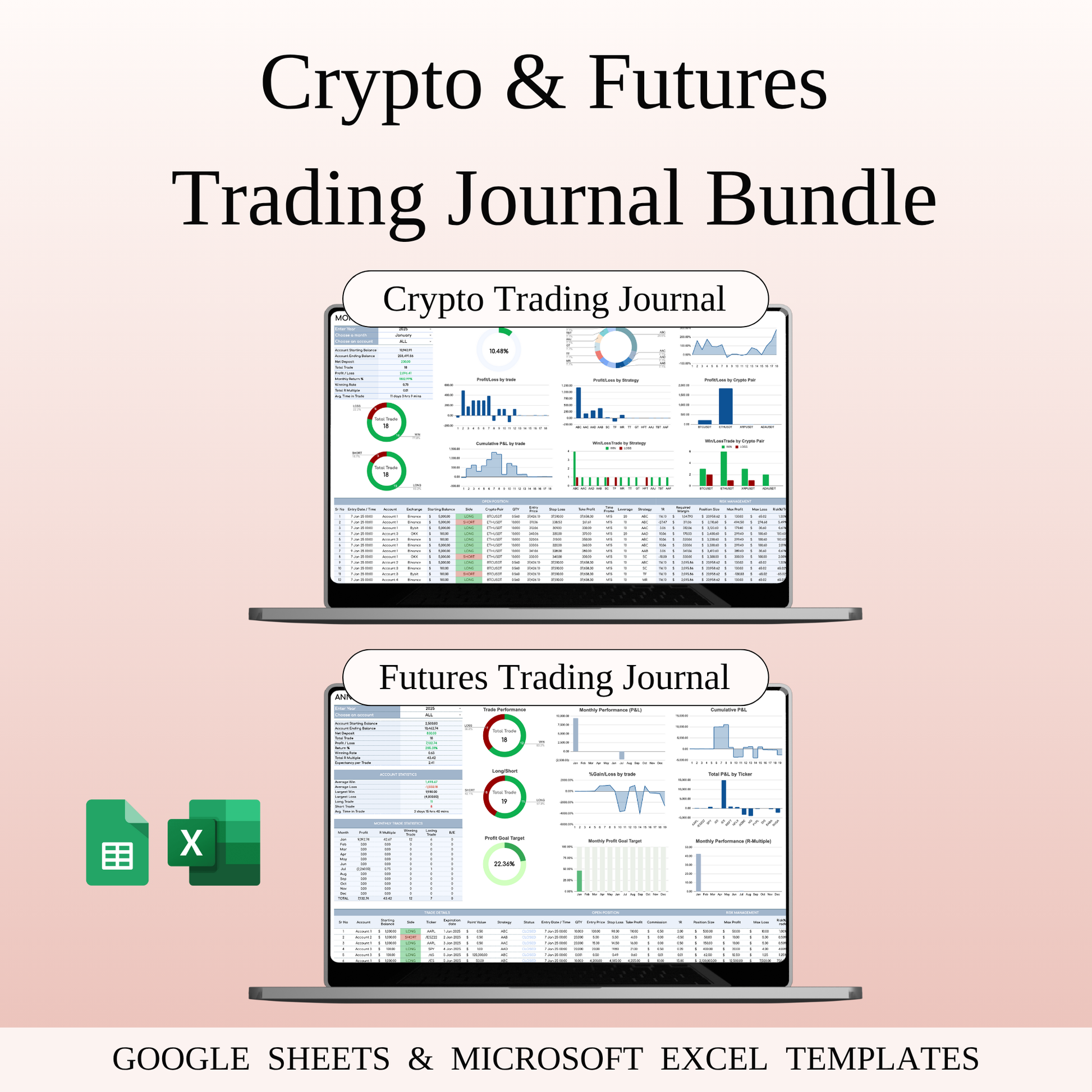 Crypto & Futures Trading Bundle – Google Sheets & Excel Keyzai