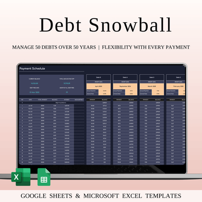 Debt Snowball Payoff Template for Excel & Google Sheets (Dark Mode) Keyzai