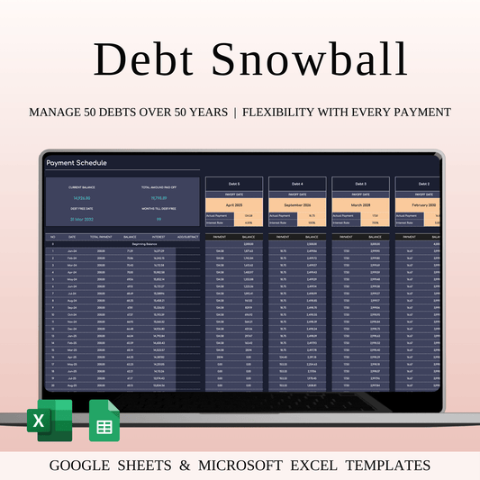 Debt Snowball Payoff Template for Excel & Google Sheets (Dark Mode) Keyzai