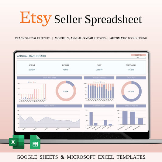 Etsy Seller Spreadsheet Template in Excel & Google Sheets