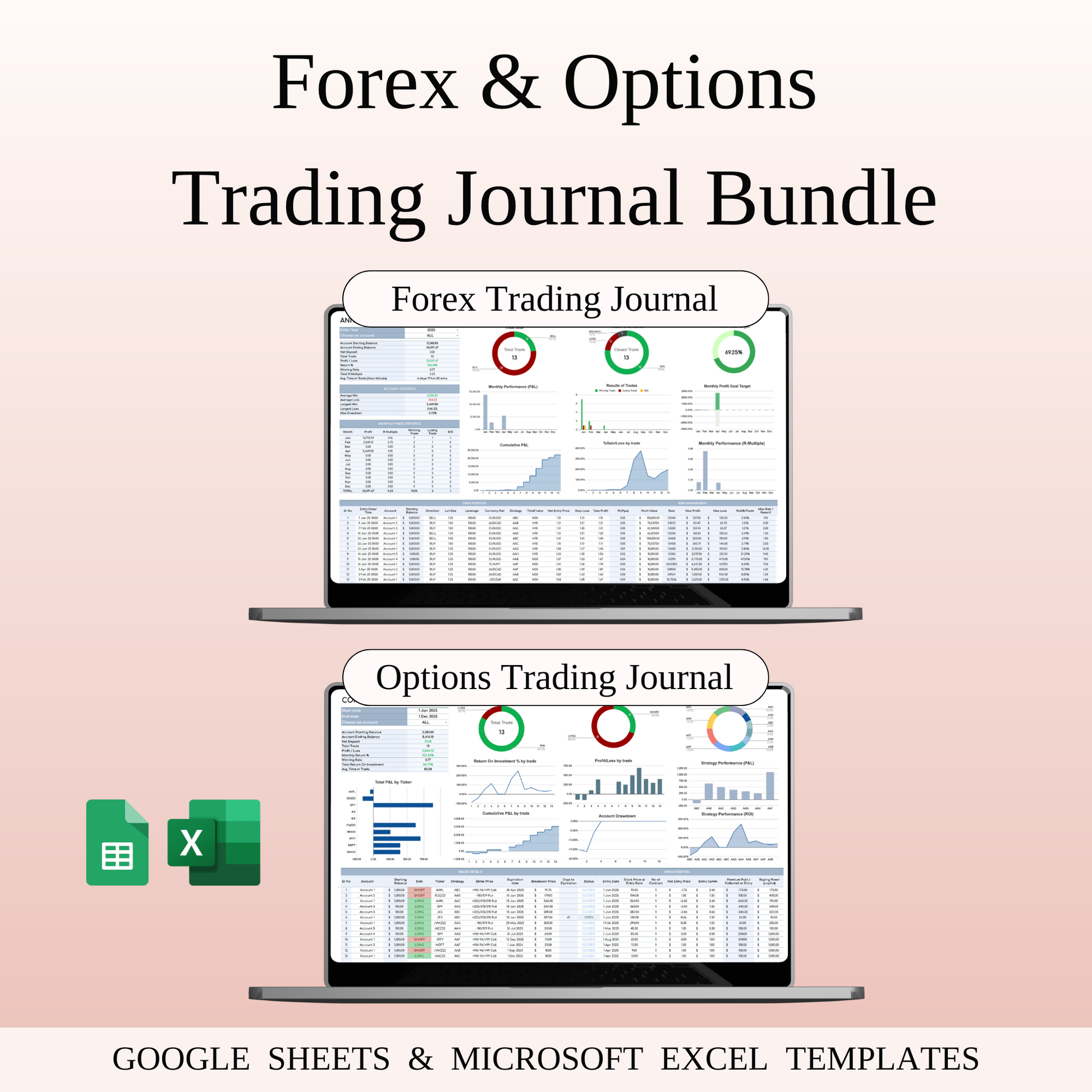 Forex & Options Trading Bundle — for Google Sheets & Excel Keyzai