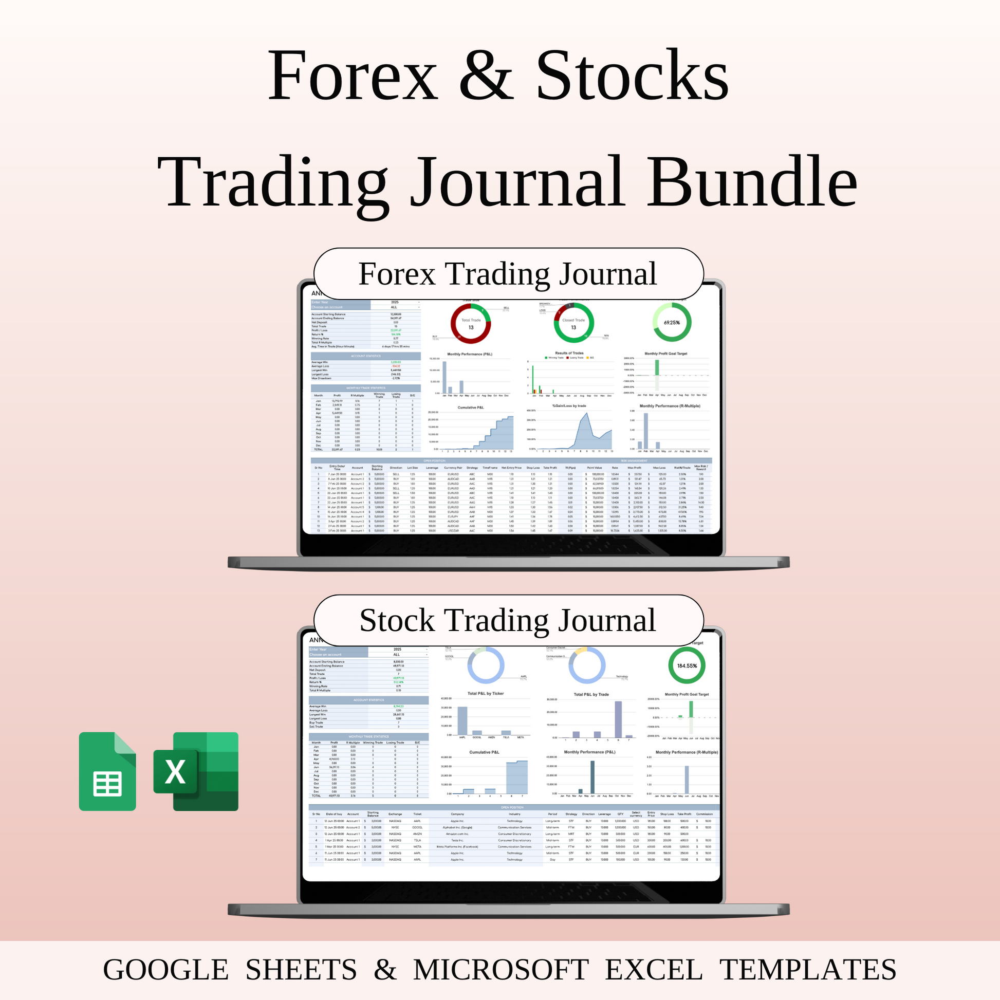 Forex & Stocks Trading Bundle – Google Sheets & Excel Keyzai