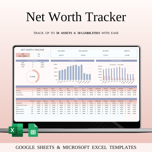 Net Worth Tracker Spreadsheet for Google Sheets and Excel Keyzai