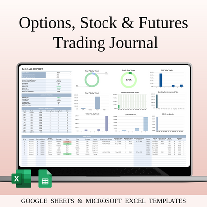 Options, Stock & Futures Trading Journal Template for Google Sheets & Excel Keyzai