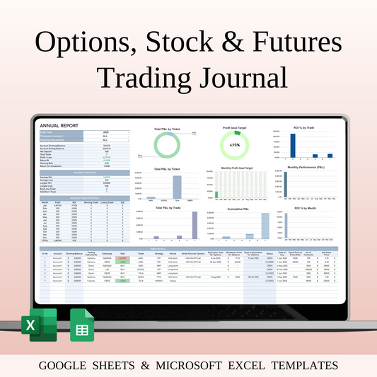 Options, Stock & Futures Trading Journal Template for Google Sheets & Excel