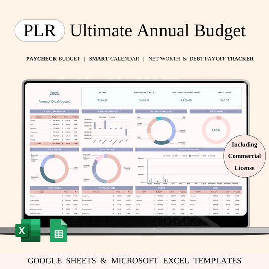 PLR - Annual Budget Spreadsheet Template Keyzai