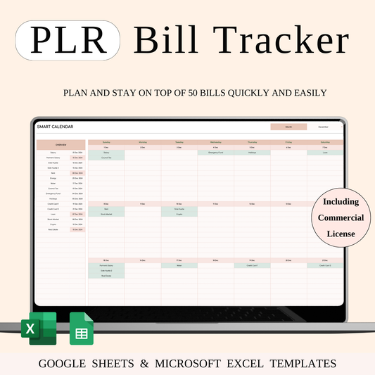 PLR - Bill Tracker Calendar Template (Elegant Theme) Keyzai