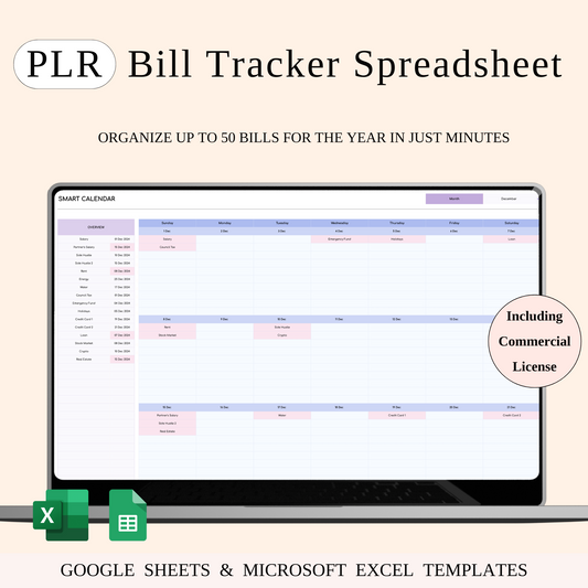 PLR - Bill Tracker Spreadsheet (Rainbow Theme) Keyzai