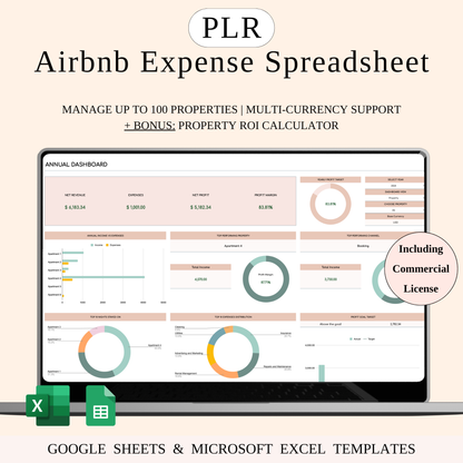 PLR - Airbnb Spreadsheet Template (Elegant Theme) Keyzai